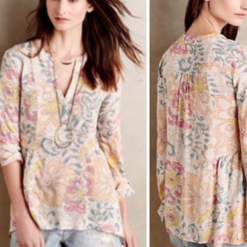 Anthropologie Maeve peplum pastel top